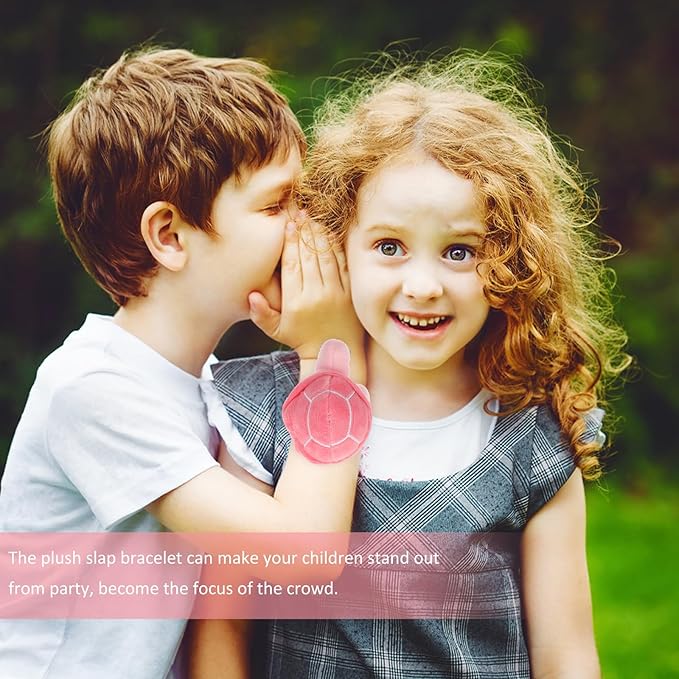 Abaodam Turtle Slap Bracelet Plush Animal Slap Band Toy Hugger Slap Bracelet Cute Wristband for Kids Birthday Party Favors Pink, 10X7.5CM, WJ60386LPW37K722T