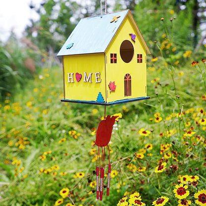 3 Pack Bird Houses for Outside, DIY Bird House Wind Chime Kit, Bird House Kits for Children to Build, Wooden Bird Houses to Paint, Wooden Craft Kits for Kids Girls Boys Toddlers