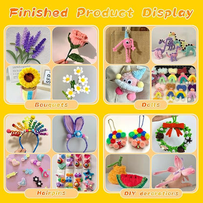 ZXIIXZ 100Pcs Pipe Cleaners, Pipe Cleaners Craft, Creative Craft Pipe Cleaners for Flower Making, Chenille Stems Crafting Pipe Cleaners Flowers, Craft Supplies for Home Festivals DIY/Yellow