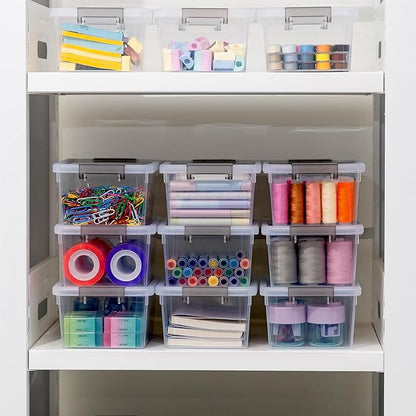 Citylife 1.3 QT 20 Packs Small Storage Bins Plastic Storage Container Stackable Box with Lids for Organizing, Clear White