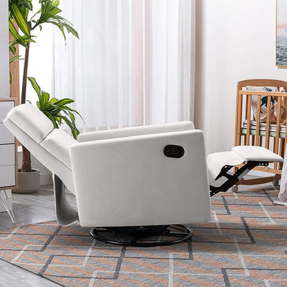 Modern Mid Century Upholstered Recliner Chair with Thick Seat Cushion and Backrest Wood Accent Armchair for Living Room, Bedroom, Home Office Beige