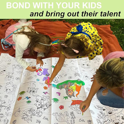 ALEX Art, Jumbo Coloring Poster - Cute Cats and Dogs Giant Coloring Posters for Kids - Large Coloring Poster for Wall or Table - Fun Big Coloring Sheets - Huge Size 38.5”x26.7”