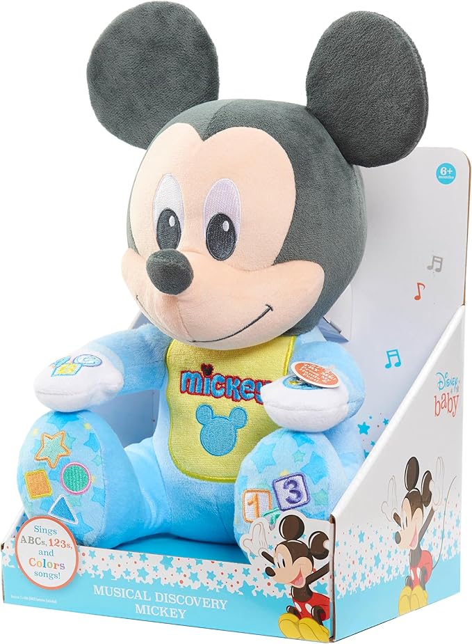 Disney Baby Musical Discovery Interactive Plush Mickey Mouse, Features Mickey Phrases, Kids Toys for Ages 06 Month by Just Play