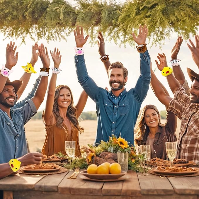 12 PCS Stuffed Farm Animal Slap Bracelets Plush Animal Slap Bracelets Cute Wrist Slap Band Toy Wrist Animals Wrist Pets Slap Bracelet Wrist Toy for Boys Girls Birthday Gifts Party Favors 6 Styles