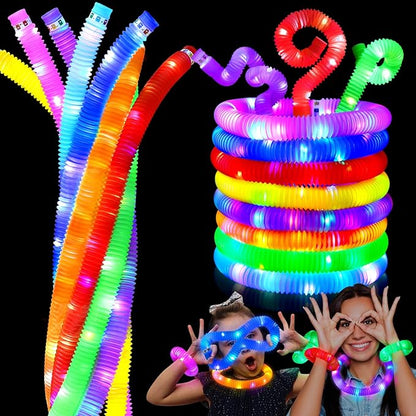 Glow Sticks Stocking Stuffers for Kids - 16Pcs Light Up Pop Tubes Kids Toys For 3+ Years Old Boys Girl Glow in the Dark Party Supplies Christmas Gifts for Kids New Years Eve Party Supplies Party Favor