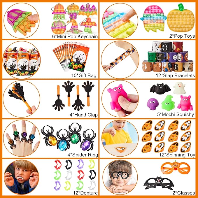 Halloween Party Favors 200Pcs Party Favor Toys in Bulk Goodie Bags Stuffers Return Gifts for Kids Birthday Party Favor Halloween Trick or Treat Classroom Party Supplies