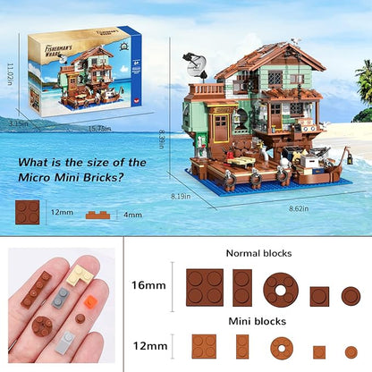 Fisherman's Wharf House Mini Bricks Building Kit, Ideas Creative Architecture Building Toys Birthday Gift for Adult Boys Girls -2046 Pieces (Not Compatible with Lego Set)