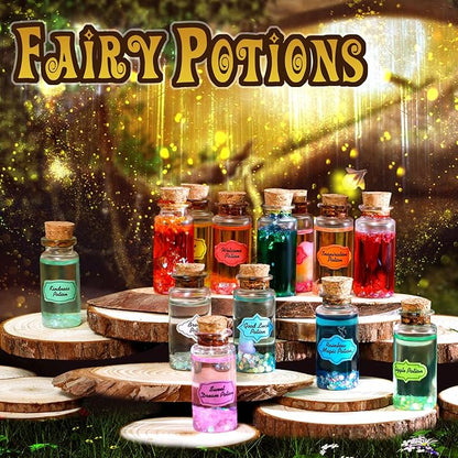 B Bascolor Fairy Themed Mixed Potion Craft Kit for Kids Girls - Potions Making Art Craft DIY Mixes Kit 21pcs Potion Bottles, Creative Magic Kit Girl Birthday Gift Toys for 6 7 8 9 10 11 12 Year Old