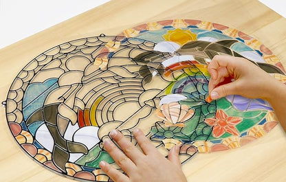 Melissa & Doug Stained Glass Dolphin Art Kit, Arts and Crafts for Kids Age 5+, Kids Craft Kits, Kids Activity Window Art, Sticker Art, Animal Stickers, Mess Free Activity