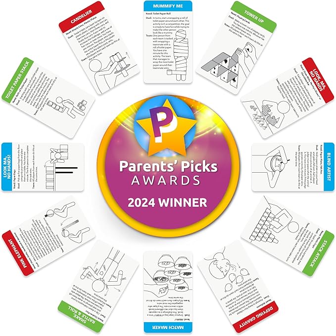 Funwares Minute of Fun Game - Minute to Win It Games for Kids, Adults, Teens, Families, Game Night, Gift for Home, Birthdays, or Travel. 2-12 Players! Home Edition, 218 Challenges!