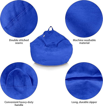 Bean Bag Stuffed Animal Storage Or Cover | No Filler | Extra Large | for Adults Or Kids | Double Stitched | Durable Zipper | Premium Microsuede
