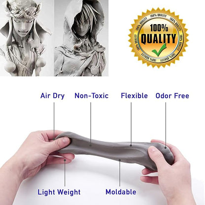 1.1lb Moldable Cosplay Foam Clay (Grey) – High Density for Intricate Designs | Air Dries to Perfection for Cutting with a Knife or Rotary Tool, Sanding or Shaping