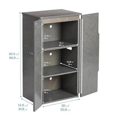 ECR4Kids Play Kitchen Refrigerator, Wooden Playset, Grey Wash