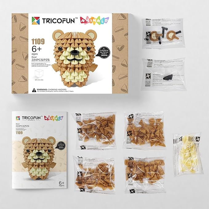 Creative Soft Building Blocks, Cute Animal kit Assembling Building Toys Gifts for Kids and 6+ Interactive Building Toy for Kids, Boys, and Girls (1109-BEAR)