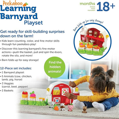 Learning Resources Peekaboo Learning Barnyard Playset, Toddler Learning Toys, Preschool Learning Activities for Boys and Girls, Easter Toys for Kids, Ages 18+ Months
