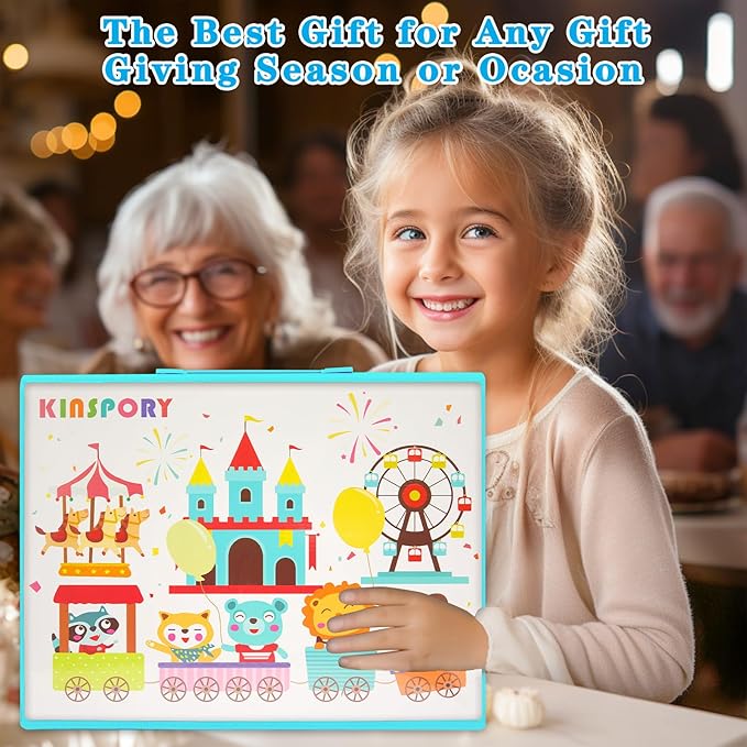 KINSPORY Art Kit, 290 Pack Art Sets Crafts Drawing Coloring kit, Double-Side Trifold Easel, Oil Pastels, Crayons, Colored Pencils, Creative Gift for Beginners Artists Girls Boys Kids (Blue)