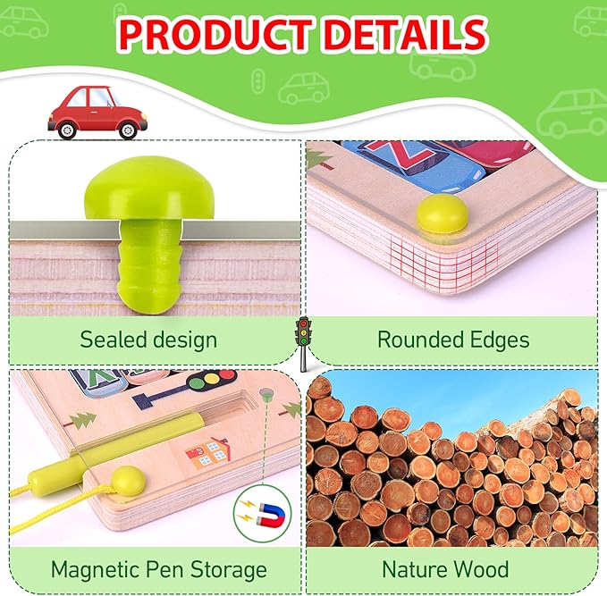Scuwtocn Wooden Magnetic Alphabet Maze Letter Puzzle, Montessori Fine Motor Skills Toys for Boys Girls 3 4 5 Years Old, ABC Learning Toys for Kids Age 3+, Christmas, Birthday Present