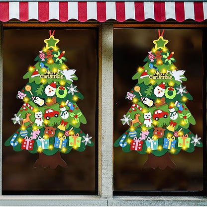 Felt Christmas Tree - 3.4 FT Christmas Decorations for Toddlers with 46 Pcs Ornaments,DIY Xmas Gifts for Door Wall Hanging Decorations
