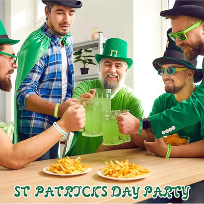 Quelay St. Patrick's Day Rubber Bracelets Irish Silicone Wristbands for St. Patrick's Day White Green Shamrock Rubber Bracelet Bangle for Party Accessories Favors Gifts Supplies
