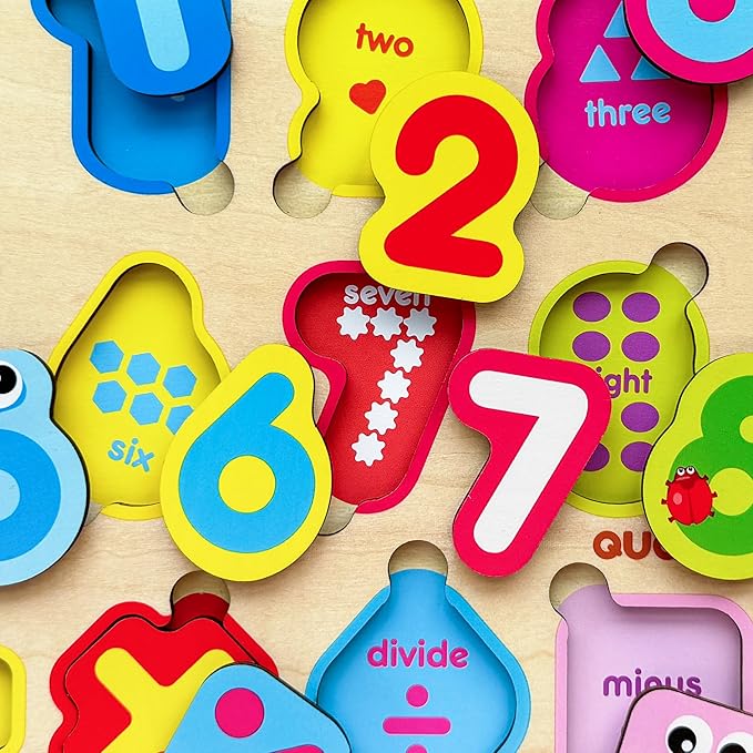 QUOKKA Wooden Puzzles for Toddlers 3-5 - Numbers Toddler Puzzles 1-3 Years Old - Digits Gift Educational Toys for Boys and Girls - Wood Games for Children's Learning 2-4