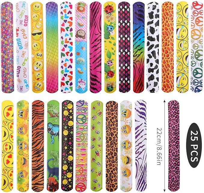 25 PCS Slap Bracelets Party Favors,Bulk Emotions Camouflage Leopard Print Snap Bracelet Party Favors Supplies for kids&teens Gifts Teacher Classroom School Favors Prizes Christmas Gift