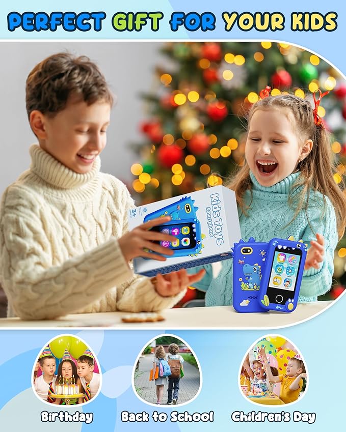 UCIDCI Kids Smart Phone Toys for Girls Toddler Phone Toys with Learning Games, Christmas, Birthday Gifts for 3 4 5 6 7 Year Old Boys Blue