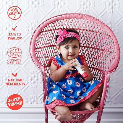 Jack N' Jill Natural Toddler Toothpaste for Baby, Kids and Infants 6 Months & Up, Fluoride Free Training Toothpaste for Toddlers 1-3 (1.76 Fl Oz (Pack of 6), Raspsberry)