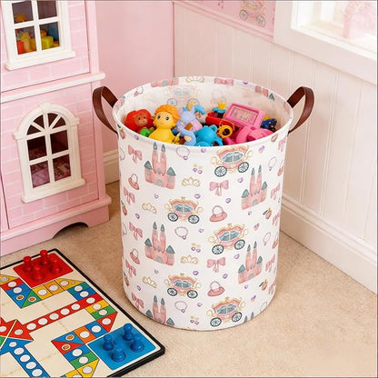 Princess hamper,Girl Laundry Basket,Baby Nursery Hamper,Waterproof foldable girls toy storage box,Dirty Clothes Hampers,Princess Room Decor(Princess carriage)