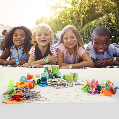 108Pcs Dinosaur Party Favors for Kids Dinosaur Party Supplies, Dinosaur Goodie Bags Fillers, Dinosaur Birthday Party Favors Included Slap Bracelet Sticker Ring Keychains Stamps