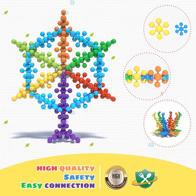STEM Building Blocks Toy for Kids,300Pcs Interlocking Solid Plastic Educational Discs Toy,Classroom Must Haves Creativity Preschool Toy for Kids Aged 3+,Round Soft and Safe Material,Size Merge Set ﻿