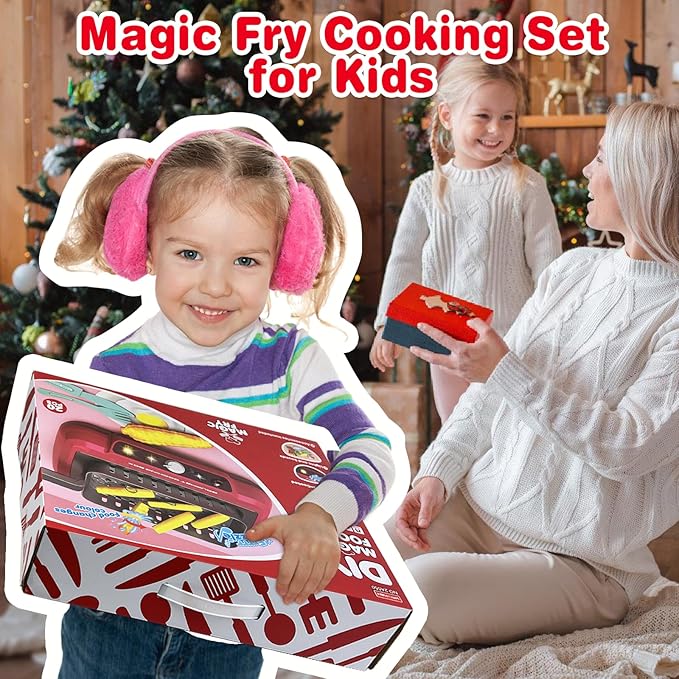 DIY Magic Fun Frying Kit Gourmet Cooking Box, Cooking Simulator Kitchen Set Toy for Kids, Pretend Play 20 PCS Play Food for Kids Kitchen Playset, The Best Birthday Gifts for Kids