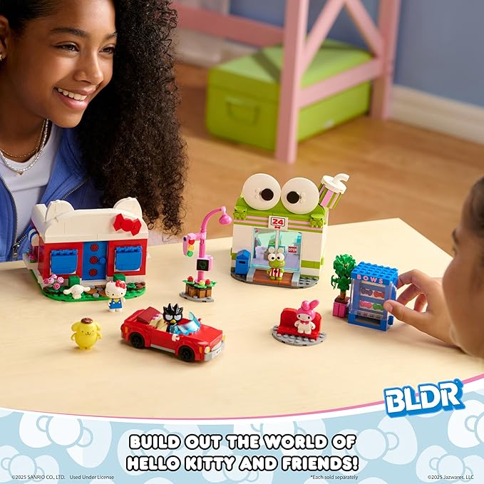 BLDR Hello Kitty and Friends Keroppi Mart Building Set with Hello Kitty and Keroppi Minifigures - Gift for Kids, Girls, Sanrio, and Kawaii Fans Ages 8+, 0103