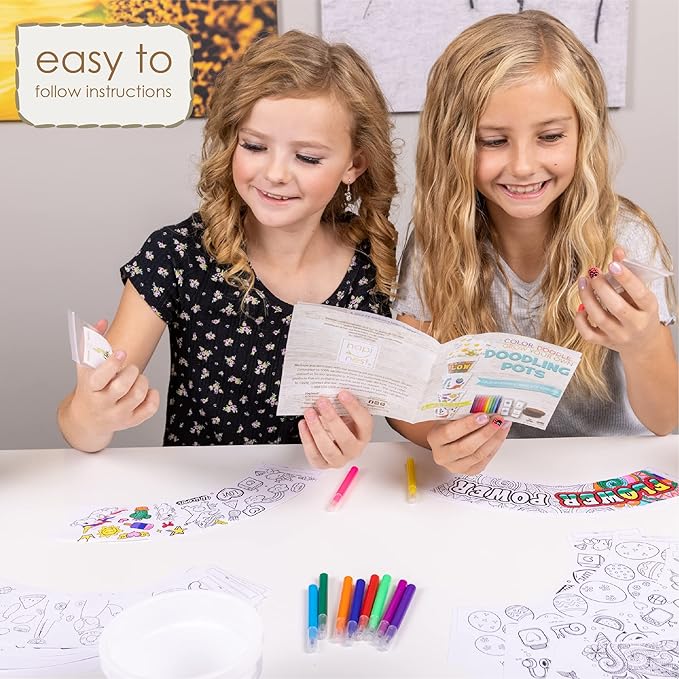 Hapinest Doodling Flower Pots & Garden Kit for Kids, Plant Growing Kit, Kids Gardening Set Easter Basket Stuffers, Girls Boys Kids Arts and Crafts Gifts Ages 4 5 6 7 8 9 10 11 12 Years Old & Up
