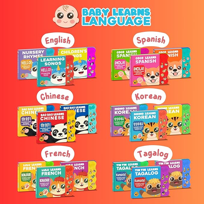 Bao Bao Learns Chinese Vol. 1 — Interactive Sound Book for Toddlers 1-3, Bilingual English Mandarin Songs & Music, Talking Board Book, Musical Toy Gift for Babies & Kids