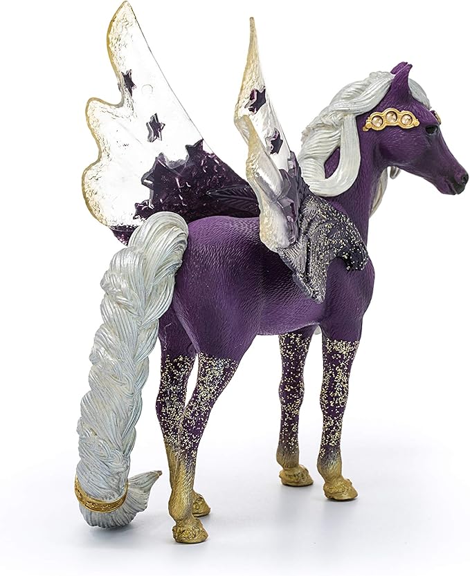 Schleich bayala Star Unicorn Flying Pegasus Figurine - Fantastic Purple and Gold Unicorn Fantasy Figurine, Bring Smile and Joy, Gift for Boys and Girls, Fans of Fantasy, Kids Age 5+