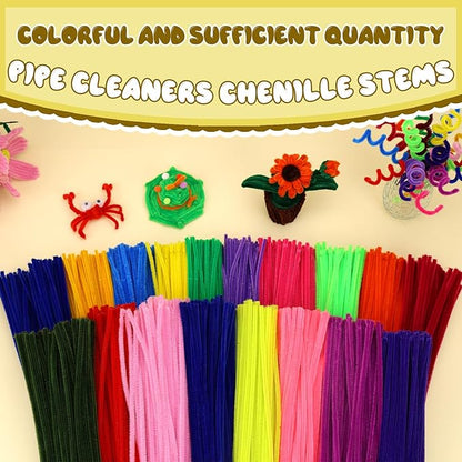 Hssugi 100pcs Pipe Cleaners, Glitter Yellow Pipe Cleaners Craft Supplies,Chenille Stems for DIY Arts Crafts Project(Glitter Yellow)