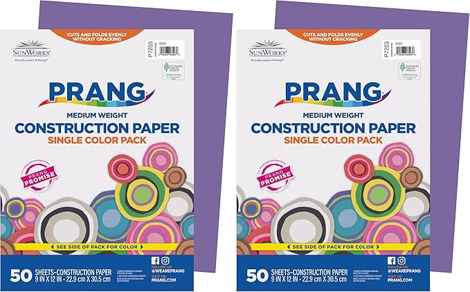Prang (Formerly SunWorks) Construction Paper, Violet, 9" x 12", 50 Sheets (Pack of 2)