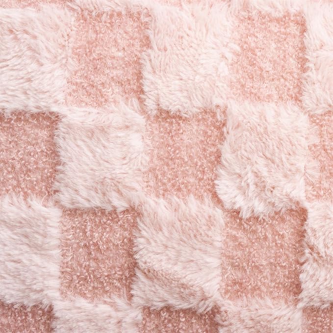 Aimuan Reading Pillow Checkered Bed Rest Wedge Backrest Checkerboard Pillow with Arms Back Support for Sitting Up in Bed Cushion Incline Rest Sleeping Snoring Pillow, Pink