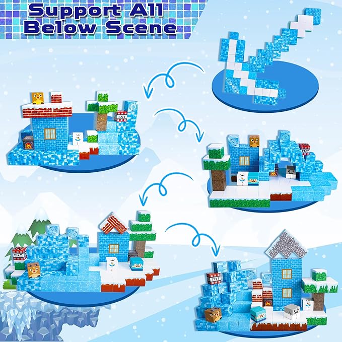 Magnetic Blocks - 100PCS Magnetic Blocks Build Frozen Castle - Magnetic Toys for Montessori Toddler Christmas Birthday Gifts - STEM Sensory Toys for 3 4 5 6 7 8 9 10 Year Old Girls