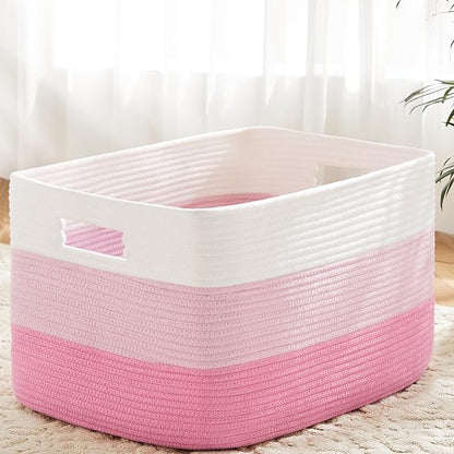 Artfeel Blanket Basket,Rectangle Woven Baskets for Storage,100L Laundry Basket for Decorative Nursery Blanket,Toys,Dirty Clothes and Magazine in Shelves,Baby Room,and Living Room