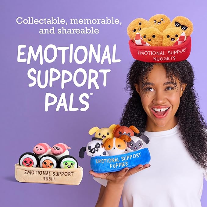 Emotional Support Sushi by Relatable, Cuddly Stuffed Animals and Plushies Set, Small Gifts for Mom, Includes 5 Sushi Plush Toys with Carrying Basket, for Mom