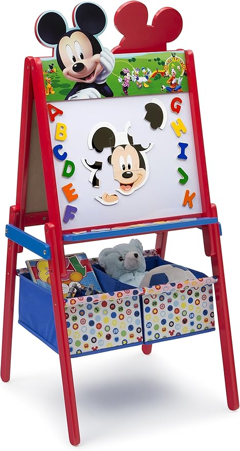Delta Children Wooden Double-Sided Easel with Storage - Greenguard Gold Certified, Disney Mickey Mouse