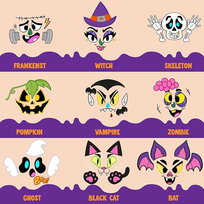 Klever Kits Halloween Pumpkin Painting Kit, Party Favor for Kids, Halloween Arts Crafts Party Supplies, Glowing in The Dark Pumpkin Decorating Kit, DIY Coloring Set for Classroom Activities Games