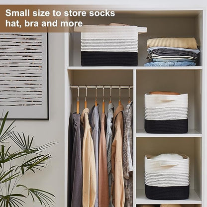 OIASKET Storage Basket for Organizing, Woven Baskets for Storage, Rectangle Decorative Baskets for Shleves, Closet, Toys, Books, Nursery Organizer Bins - Pack of 3 (Gradient Black, 13"x9.85"x8.7")