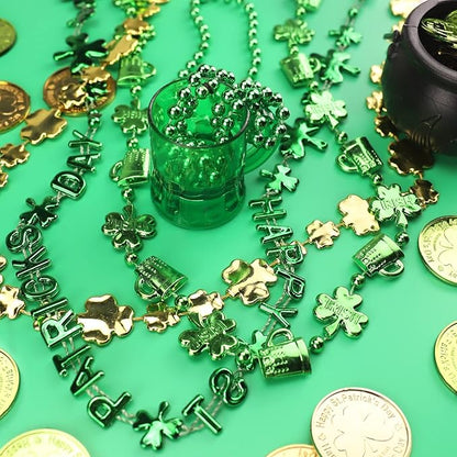 St.Patrick's Day Party Favor Set, Saint Patrick Day Accessories Including Beads Necklaces and Temporary Tattoo Stickers for Irish Day Party Supply