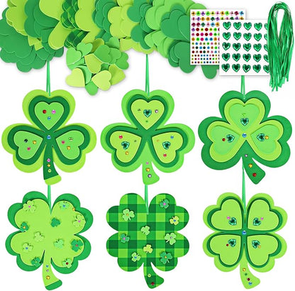 Malhaii St Patricks Day Crafts for Kids Adults, 24Set Foam Stickers Craft Kits Shamrock St. Patrick’s Day Decorations Gifts for Kids Party Games Prizes Saint Patricks Day Arts and Crafts for Kids