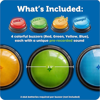 Learning Resources Lights and Sounds Buzzers - Classroom Must Haves Supplies, Kids Toys, Sound Effect Button, Family Game Shows For Trivia, Participation Tools Boys and Girls Birthday Gifts