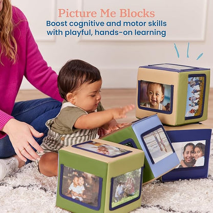 ECR4Kids SoftZone Picture Me Blocks, Activity Cubes, Earthtone, 4-Piece