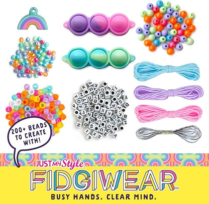 Just My Style Fidgiwear Rainbow D.I.Y. Squish & Pop Jewelry, Create Your Own Fidget Jewelry for Kids, Includes Squishy Charms, Fidget Toys with A Stylish Twist, Bracelet Making Kit for Girls