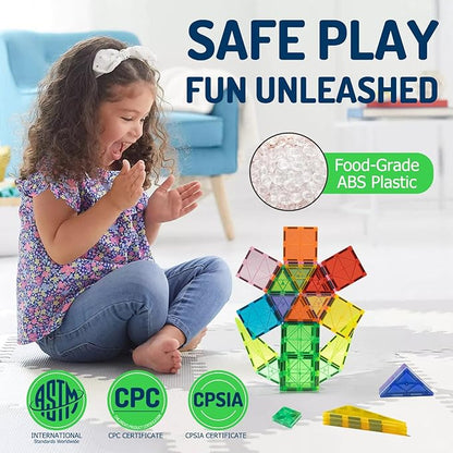 EchoPlan Magnetic Tiles,68PCS Magnetic Building Blocks,Magnet Tiles 3D Clear Building Blocks Set,STEM Sensory Educational Toys Gift for Toddlers Kids Boys 3 4 5 6 7 8 9+ Year Old